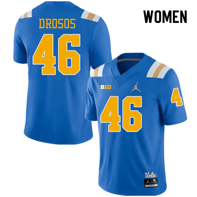 Women #46 Travis Drosos UCLA Bruins College Football Jerseys Stitched-Royal